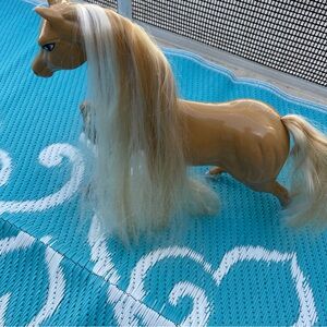 Vintage 1993 Barbie Horse Tan Toy Horse with Long White Mane